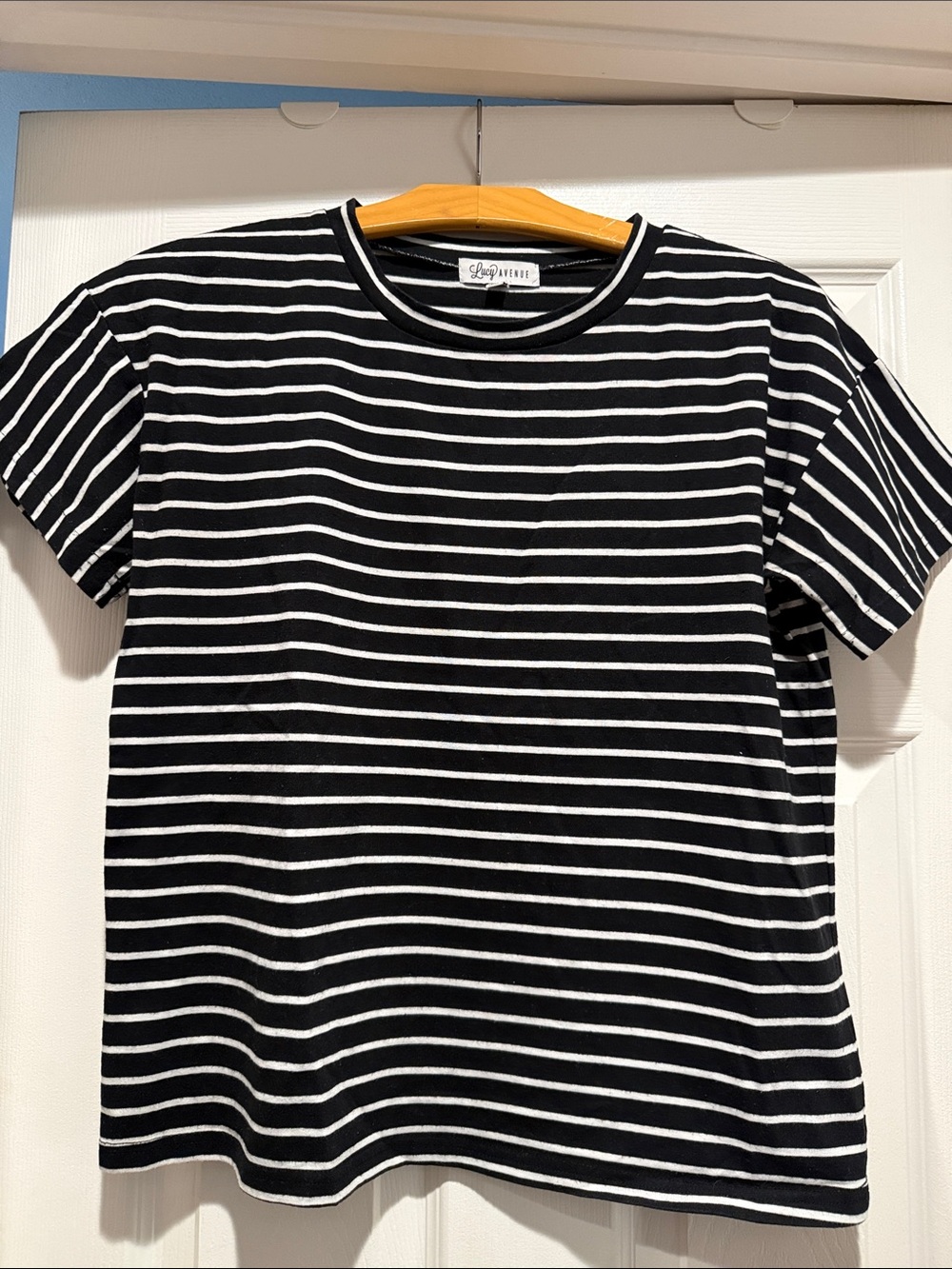 Lucy Avenue- Striped Black & White Womens Tee -